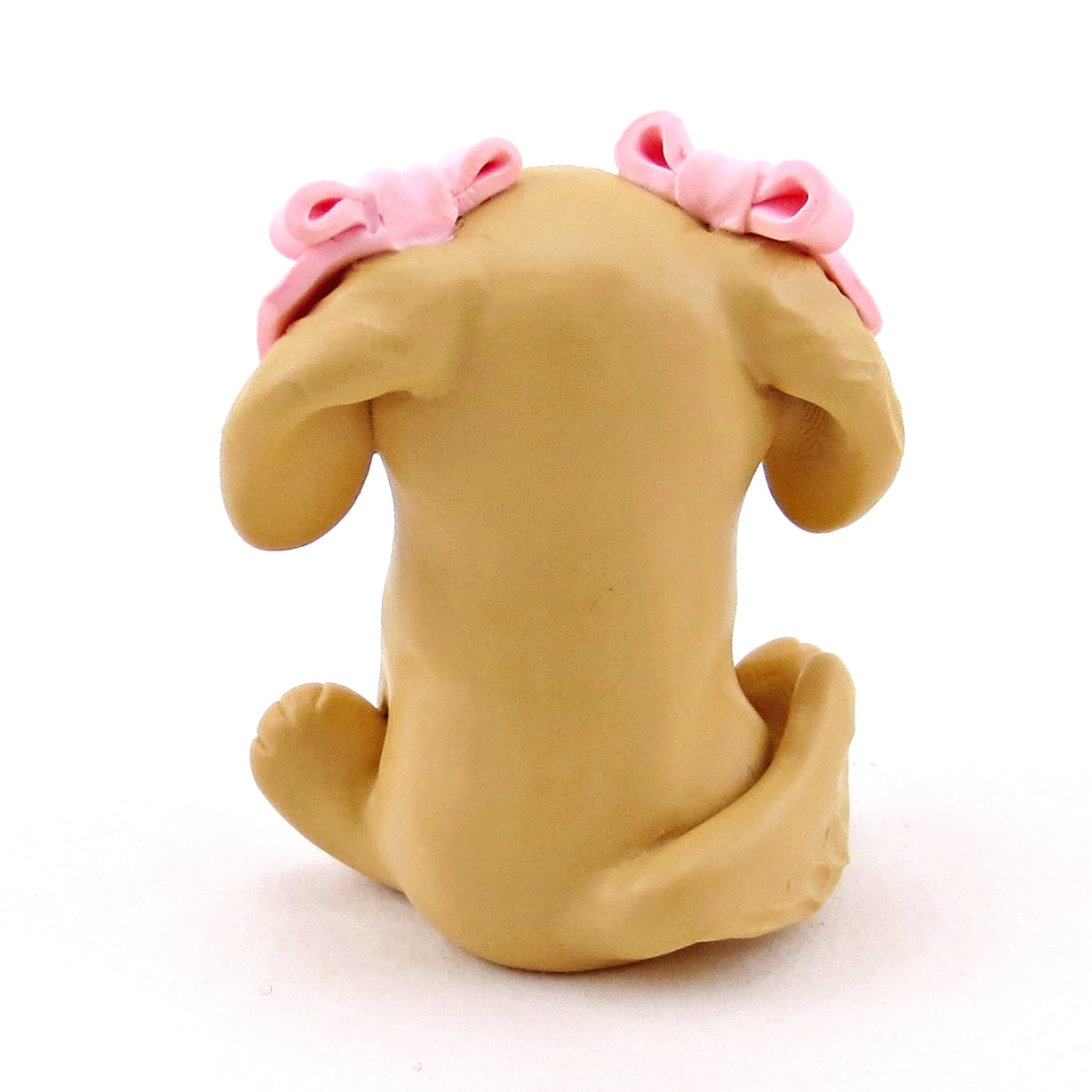 Golden Retriever Puppy with Pink Bows Figurine - Polymer Clay Spring Collection