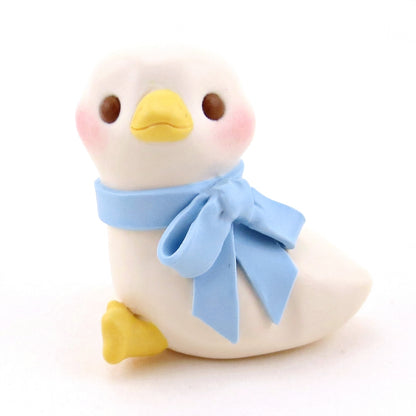 Maisie the Goose with Blue Bow Figurine - Polymer Clay Spring Collection