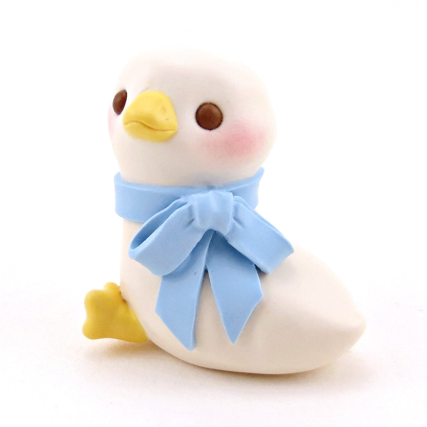 Maisie the Goose with Blue Bow Figurine - Polymer Clay Spring Collection