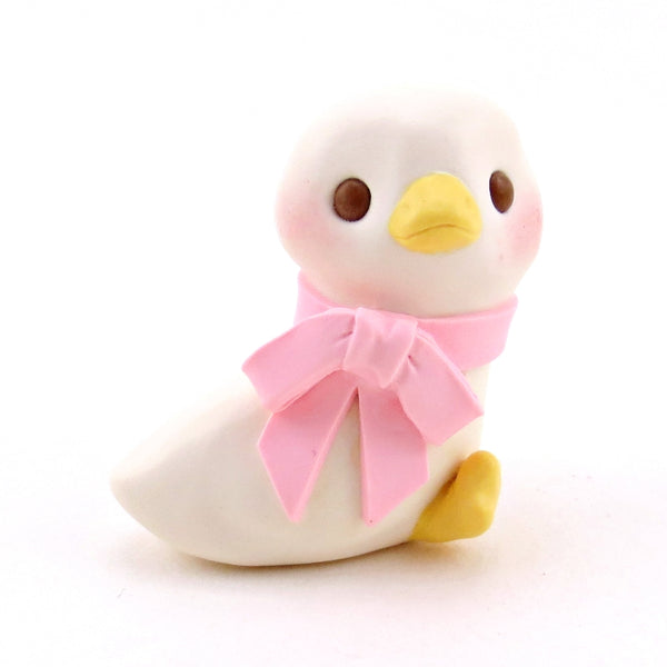 Maisie the Goose with Pink Bow Figurine - Polymer Clay Spring Collection