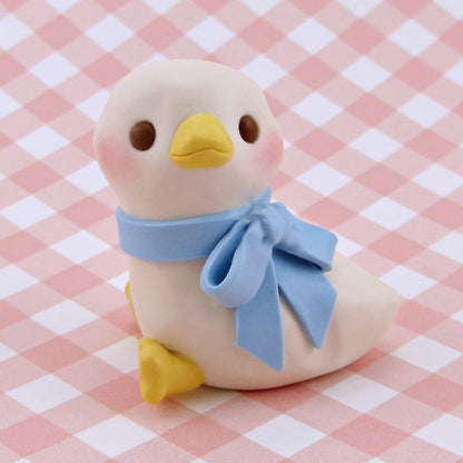 Maisie the Goose with Blue Bow Figurine - Polymer Clay Spring Collection