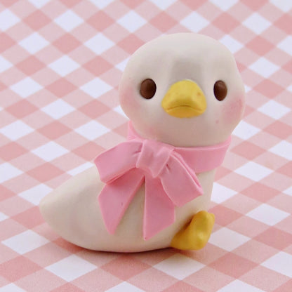 Maisie the Goose with Pink Bow Figurine - Polymer Clay Spring Collection