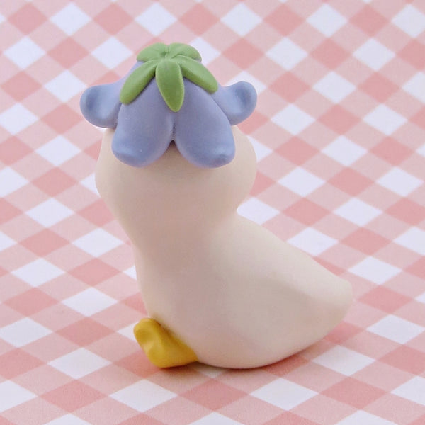 Maisie the Goose in a Bluebell Flower Hat Figurine - Polymer Clay Spring Collection