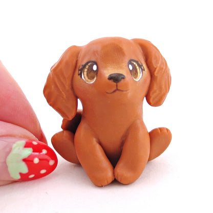 Red Golden Retriever Dog Figurine - Polymer Clay Spring Collection