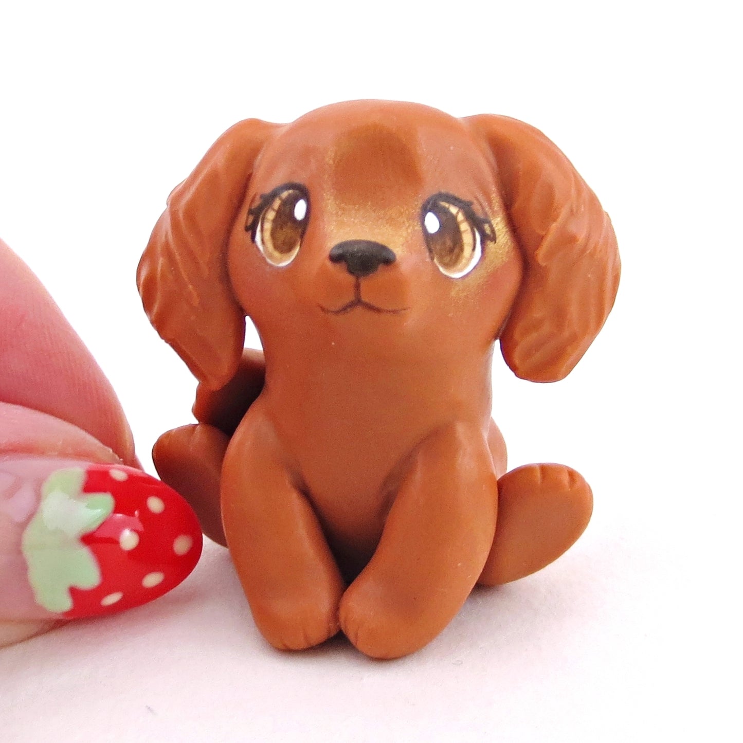 Red Golden Retriever Dog Figurine - Polymer Clay Spring Collection