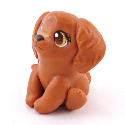 Red Golden Retriever Dog Figurine - Polymer Clay Spring Collection