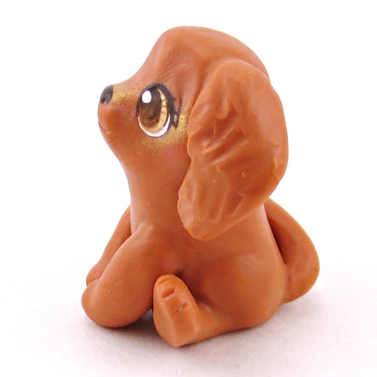 Red Golden Retriever Dog Figurine - Polymer Clay Spring Collection