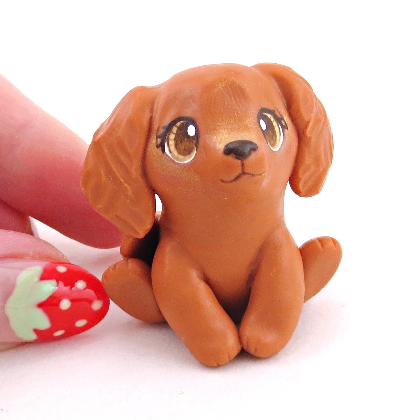 Red Golden Retriever Dog Figurine - Polymer Clay Spring Collection