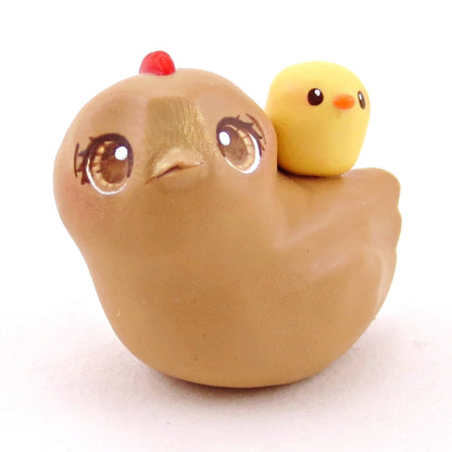 Hen and Chick Figurine - Polymer Clay Spring Collection