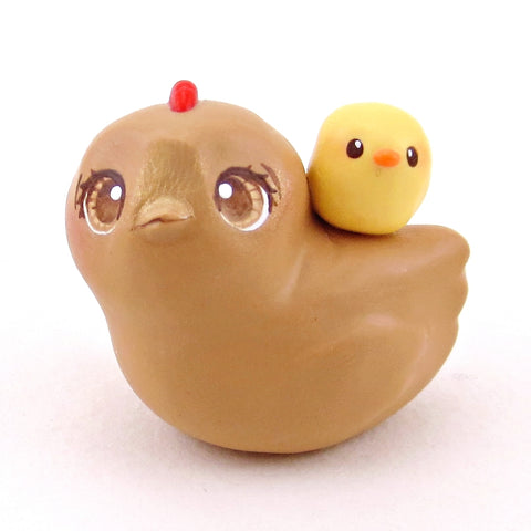 Hen and Chick Figurine - Polymer Clay Spring Collection