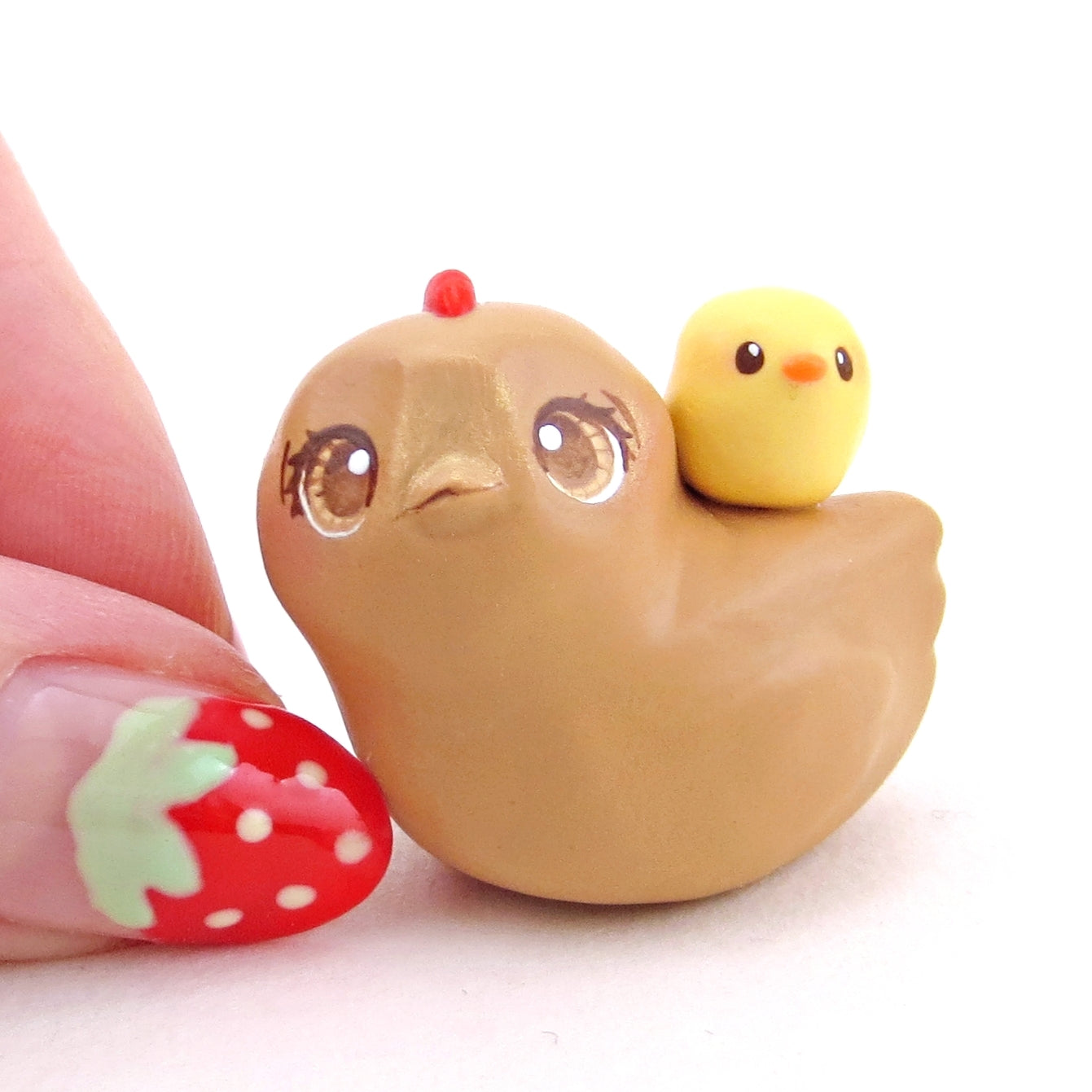 Hen and Chick Figurine - Polymer Clay Spring Collection