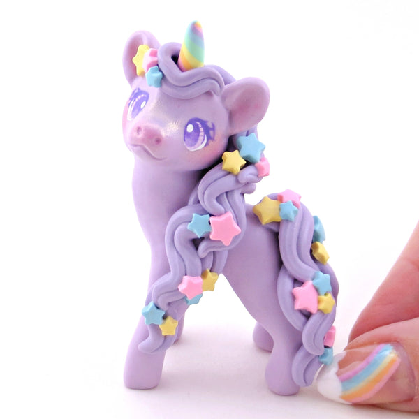 Lavender Star Unicorn Figurine - Polymer Clay Spring Collection