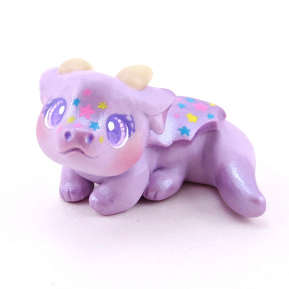 Lavender Star Baby Dragon Figurine - Polymer Clay Spring Collection