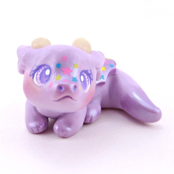Lavender Star Baby Dragon Figurine - Polymer Clay Spring Collection