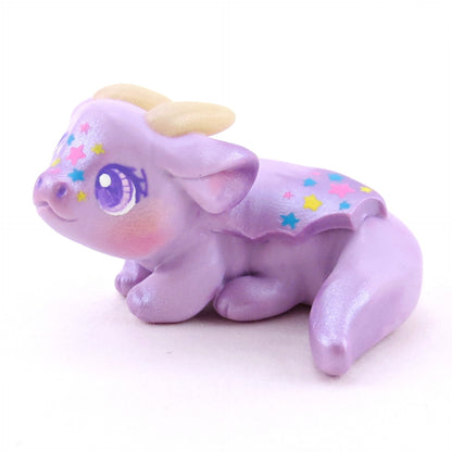 Lavender Star Baby Dragon Figurine - Polymer Clay Spring Collection