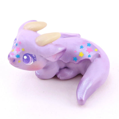 Lavender Star Baby Dragon Figurine - Polymer Clay Spring Collection