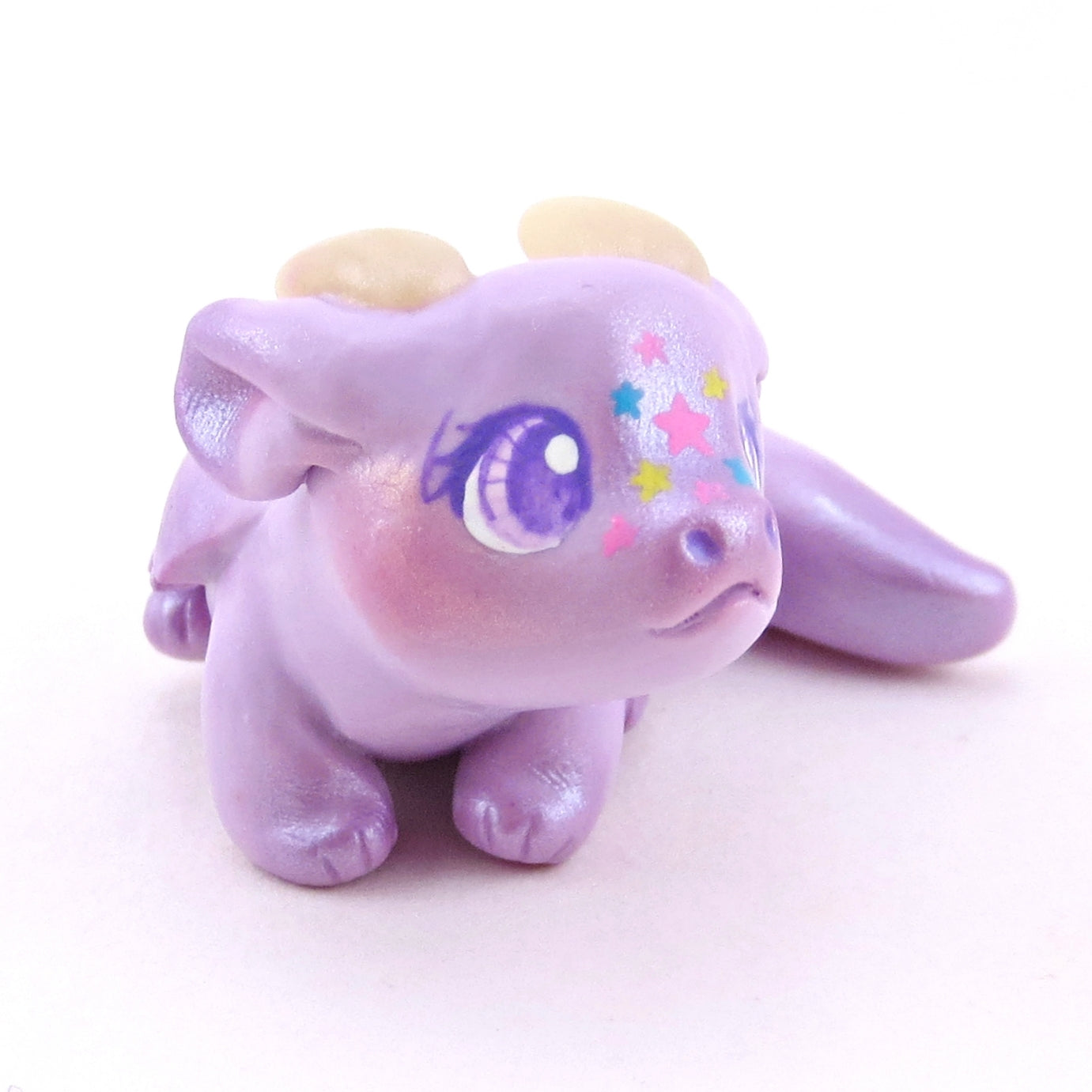 Lavender Star Baby Dragon Figurine - Polymer Clay Spring Collection