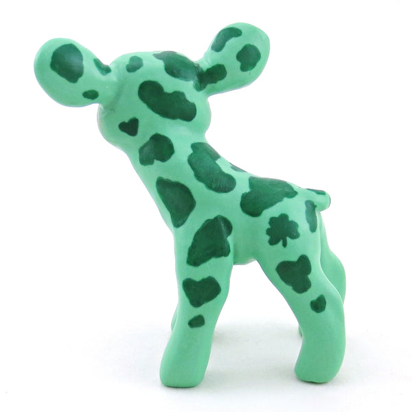 Lucky Clover Cow Figurine - Polymer Clay Spring Collection
