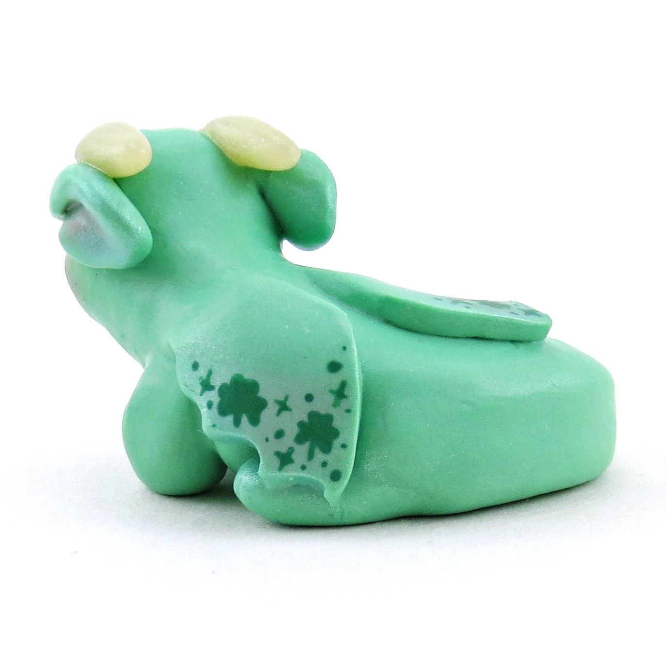 Lucky Clover Baby Dragon Figurine - Polymer Clay Spring Collection