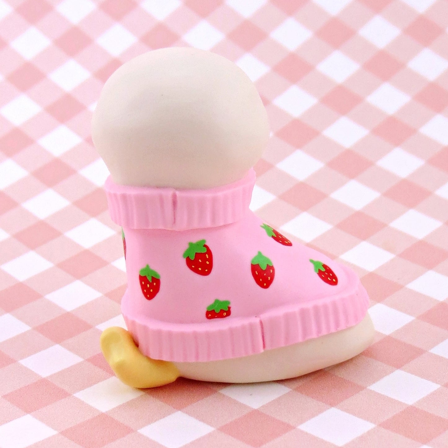 Maisie the Goose in a Strawberry Sweater Figurine - Polymer Clay Spring Collection