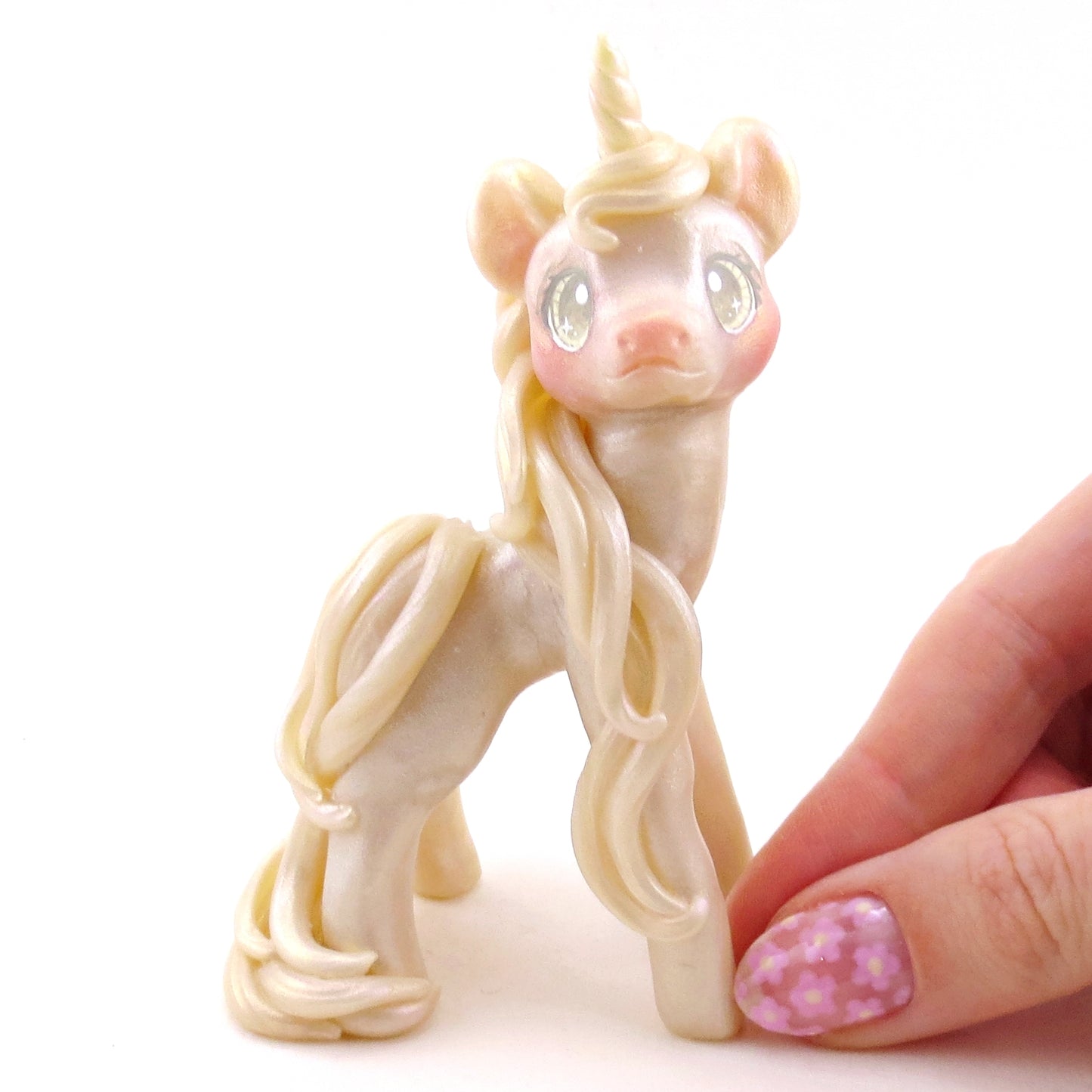 Magical Shimmer Unicorn Figurine - Polymer Clay Animals Fairytale Spring Collection