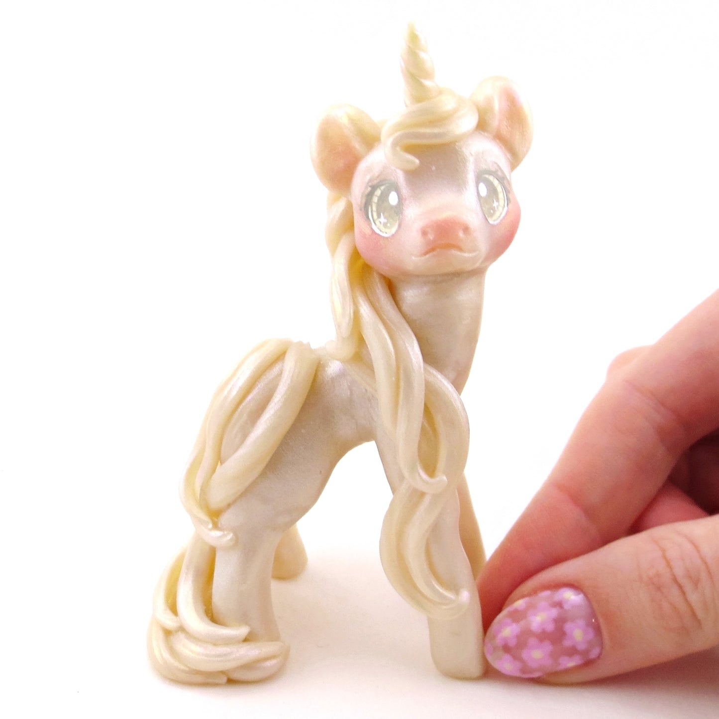 Magical Shimmer Unicorn Figurine - Polymer Clay Animals Fairytale Spring Collection