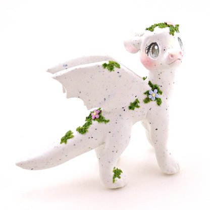 "White Granite" Mossy Gargoyle Dragon Figurine - Polymer Clay Animals Fairytale Spring Collection