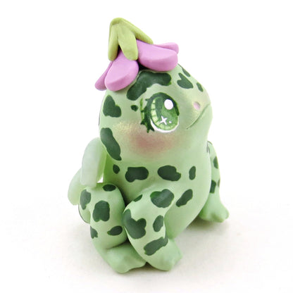 Fairy Frog in a Flower Hat Figurine - Polymer Clay Animals Fairytale Spring Collection