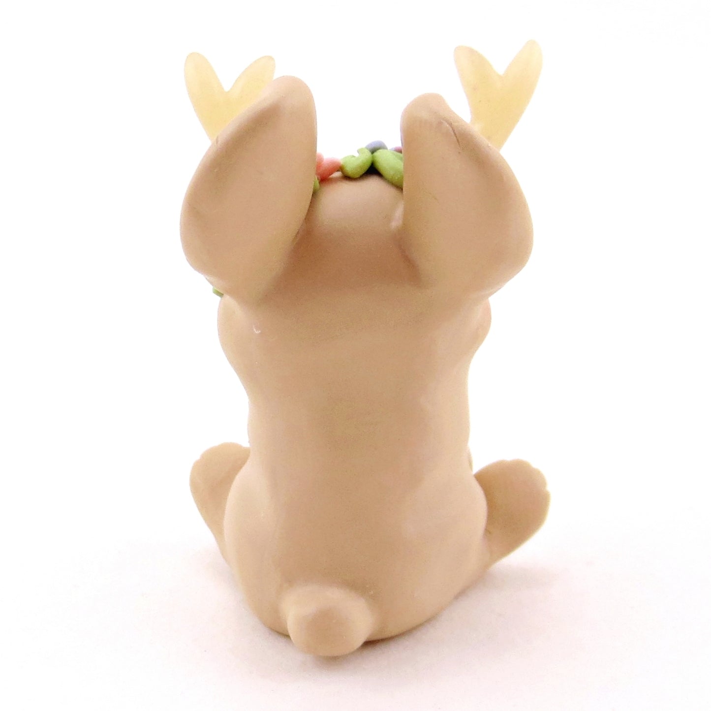 Blonde Flowery Jackalope Figurine - Polymer Clay Animals Fairytale Spring Collection