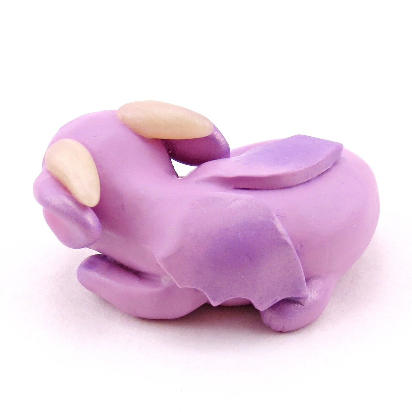 Sleepy Lilac Purple Baby Dragon Figurine - Polymer Clay Animals Fairytale Spring Collection