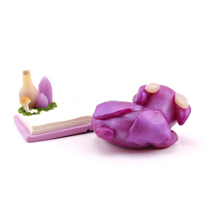 Purple Baby Dragon Familiar Figurine - Polymer Clay Animals Fairytale Spring Collection