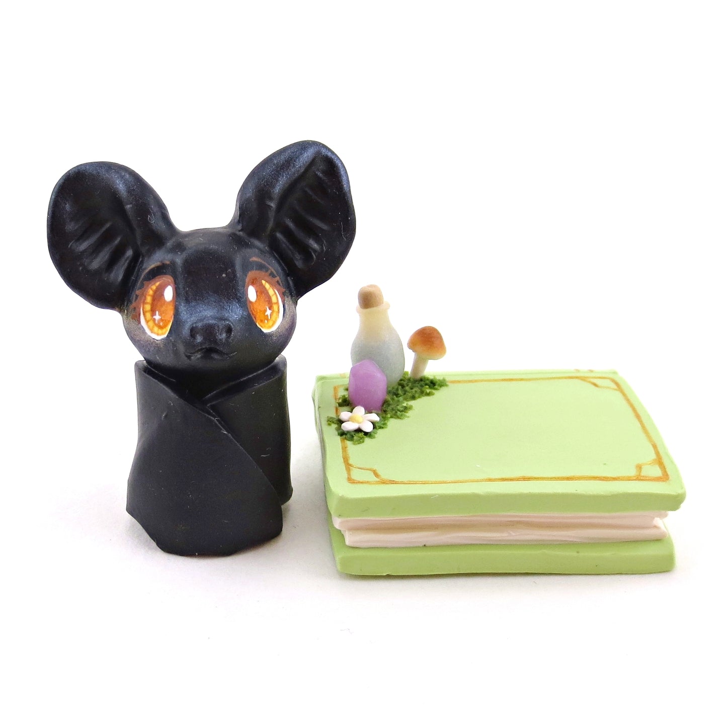 Spring Bat Familiar Figurine Set - Polymer Clay Animals Fairytale Spring Collection