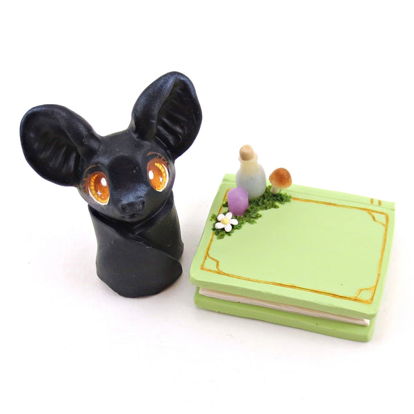 Spring Bat Familiar Figurine Set - Polymer Clay Animals Fairytale Spring Collection