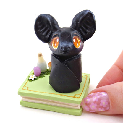 Spring Bat Familiar Figurine Set - Polymer Clay Animals Fairytale Spring Collection