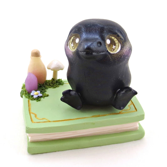 Spring Crow Familiar Figurine Set - Polymer Clay Animals Fairytale Spring Collection