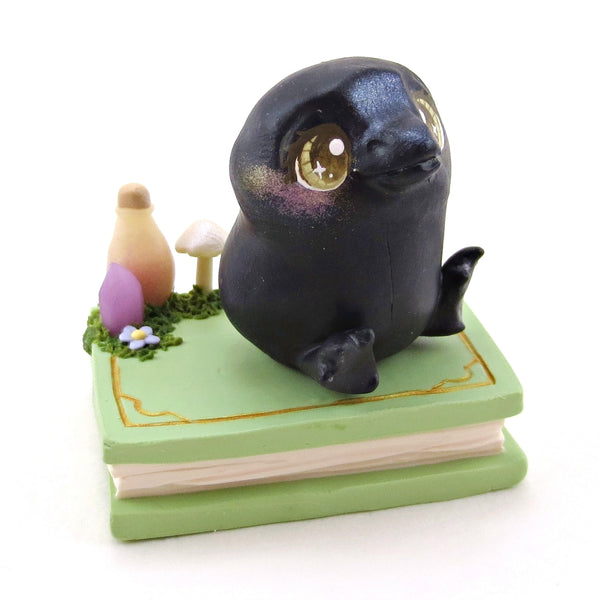 Spring Crow Familiar Figurine Set - Polymer Clay Animals Fairytale Spring Collection