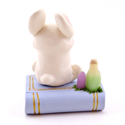 Spring Bunny Familiar Figurine Set - Polymer Clay Animals Fairytale Spring Collection