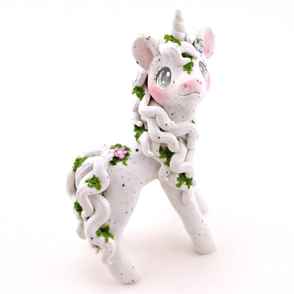 "White Granite" Mossy Gargoyle Unicorn Figurine - Polymer Clay Animals Fairytale Spring Collection