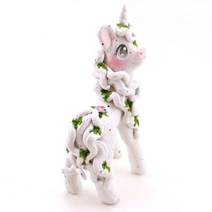 "White Granite" Mossy Gargoyle Unicorn Figurine - Polymer Clay Animals Fairytale Spring Collection