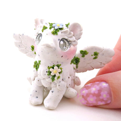 "White Granite" Mossy Gargoyle Griffin/Gryphon Figurine - Polymer Clay Animals Fairytale Spring Collection