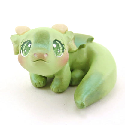 Green Baby Dragon Figurine - Polymer Clay Animals Fairytale Spring Collection