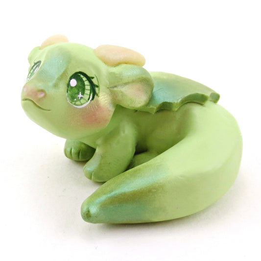 Green Baby Dragon Figurine - Polymer Clay Animals Fairytale Spring Collection