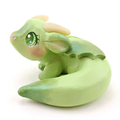 Green Baby Dragon Figurine - Polymer Clay Animals Fairytale Spring Collection