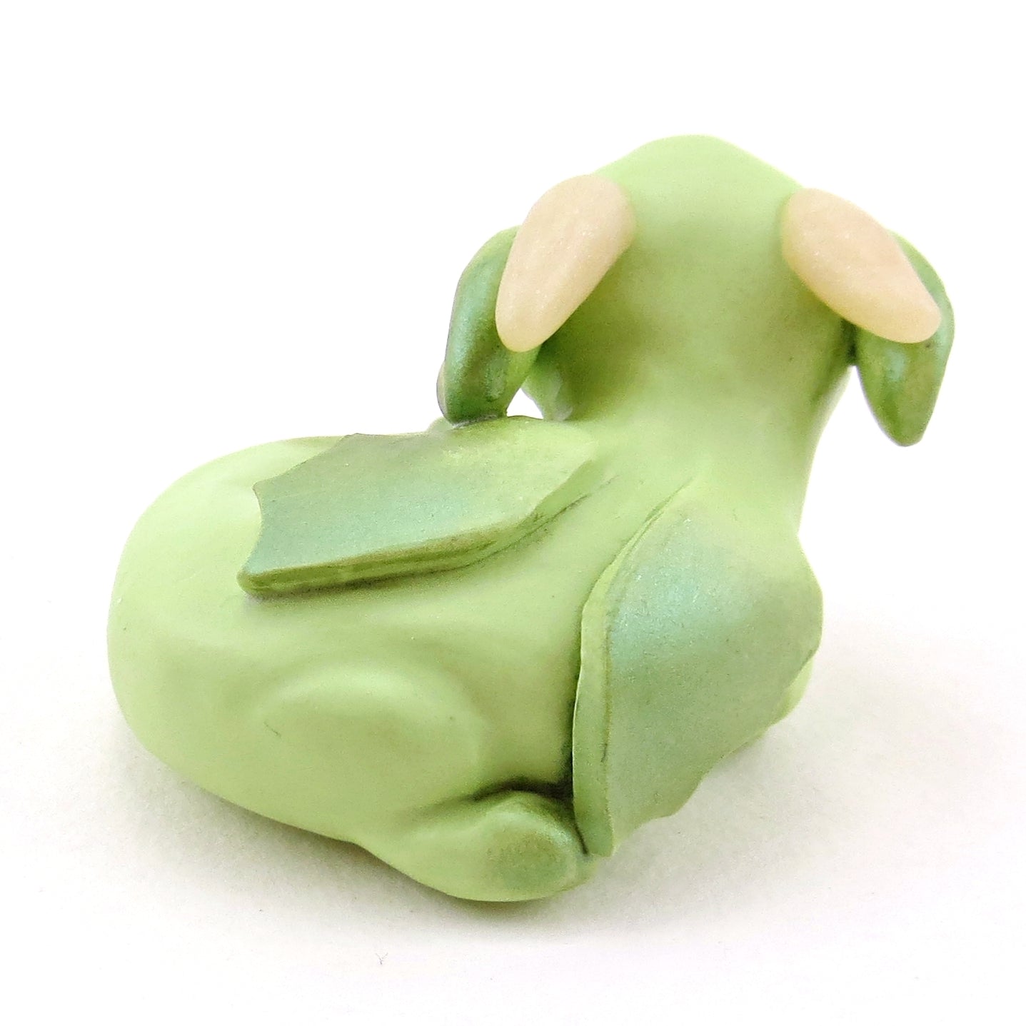 Green Baby Dragon Figurine - Polymer Clay Animals Fairytale Spring Collection