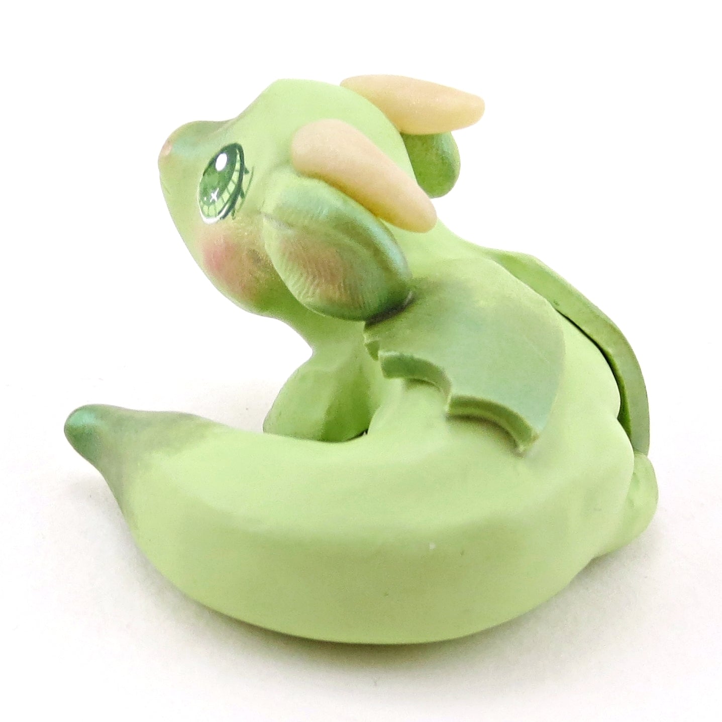 Green Baby Dragon Figurine - Polymer Clay Animals Fairytale Spring Collection