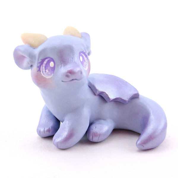 Periwinkle Baby Dragon Figurine - Polymer Clay Animals Fairytale Spring Collection