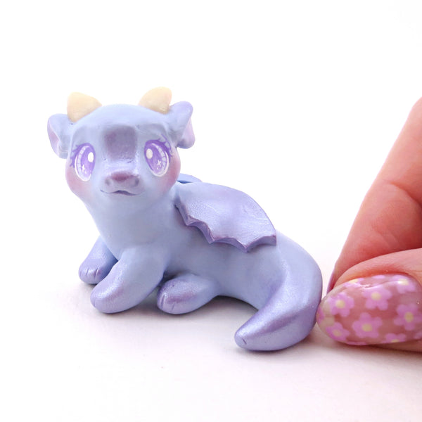 Periwinkle Baby Dragon Figurine - Polymer Clay Animals Fairytale Spring Collection