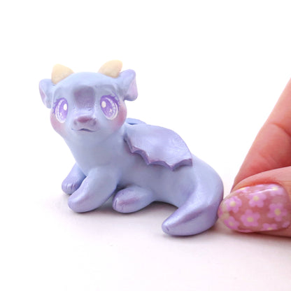 Periwinkle Baby Dragon Figurine - Polymer Clay Animals Fairytale Spring Collection