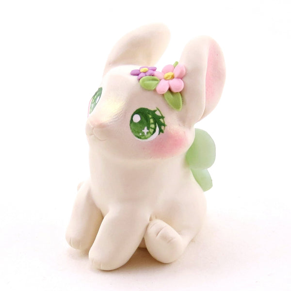 Fairy Bunny Figurine - Polymer Clay Animals Fairytale Spring Collection