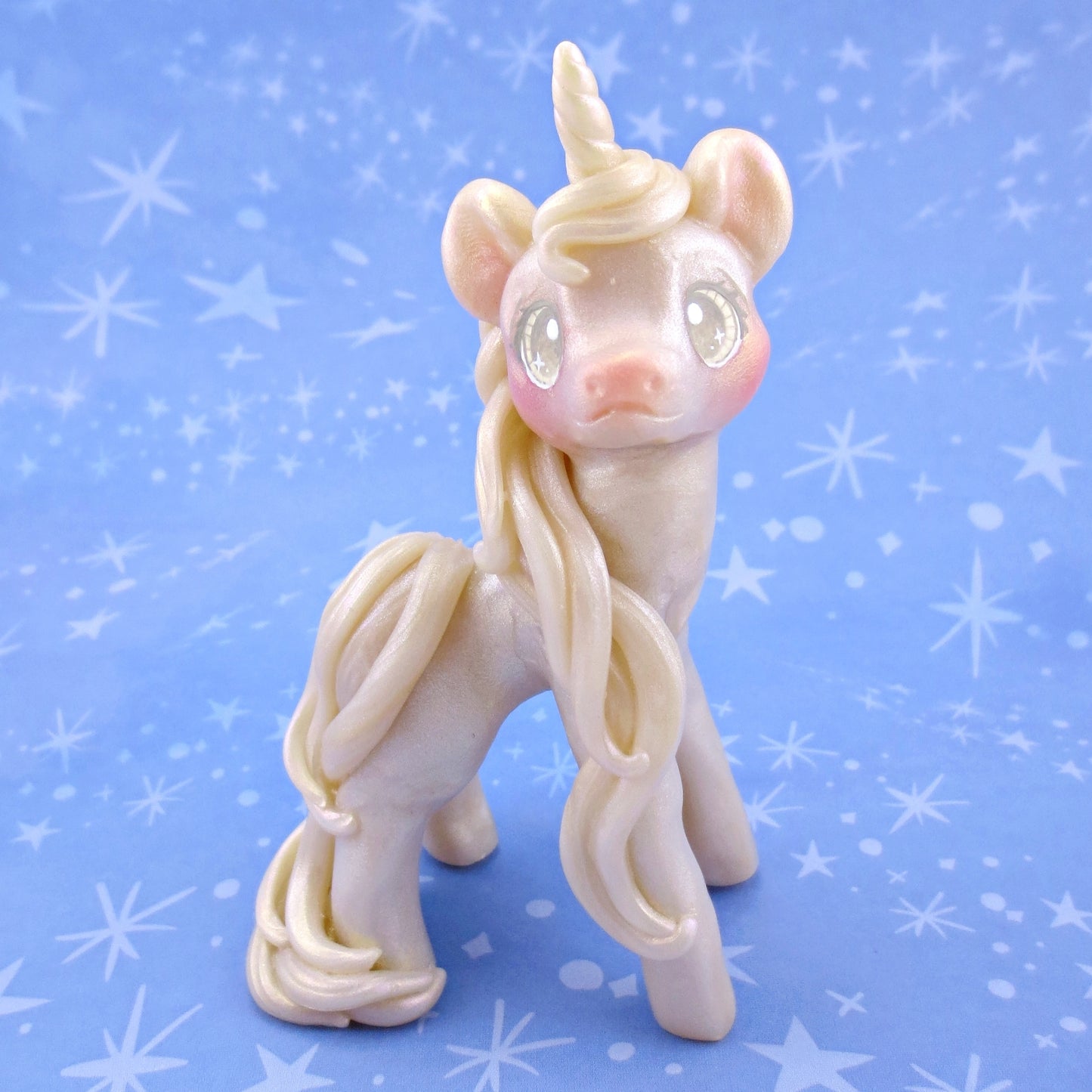 Magical Shimmer Unicorn Figurine - Polymer Clay Animals Fairytale Spring Collection